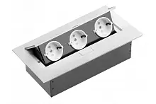 Блок розеток прямоугольный врезной 3 розетки AE-PB03GS-10N (Schuko) белый, с проводом 1,5 метра — купить оптом и в розницу в интернет магазине GTV-Meridian.